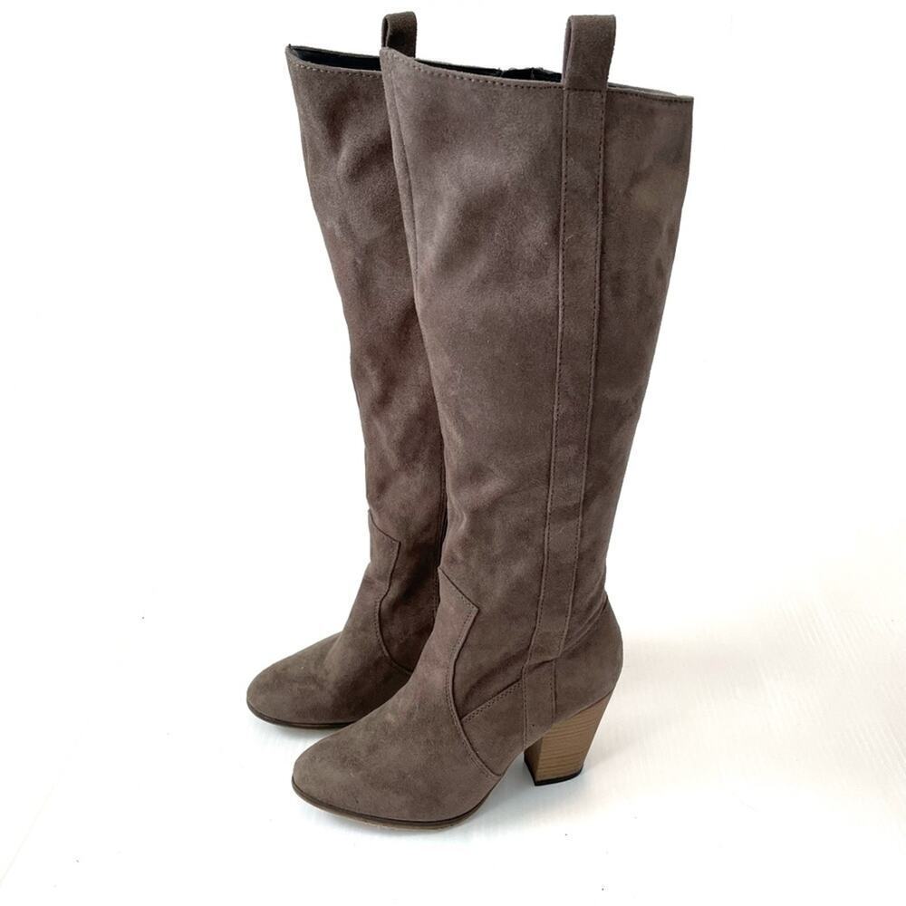 Faryl by Faryl Robbin brown tall faux suede heeled boots size 7